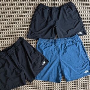 (3) The North Face Black and Blue Shorts Trio size XL